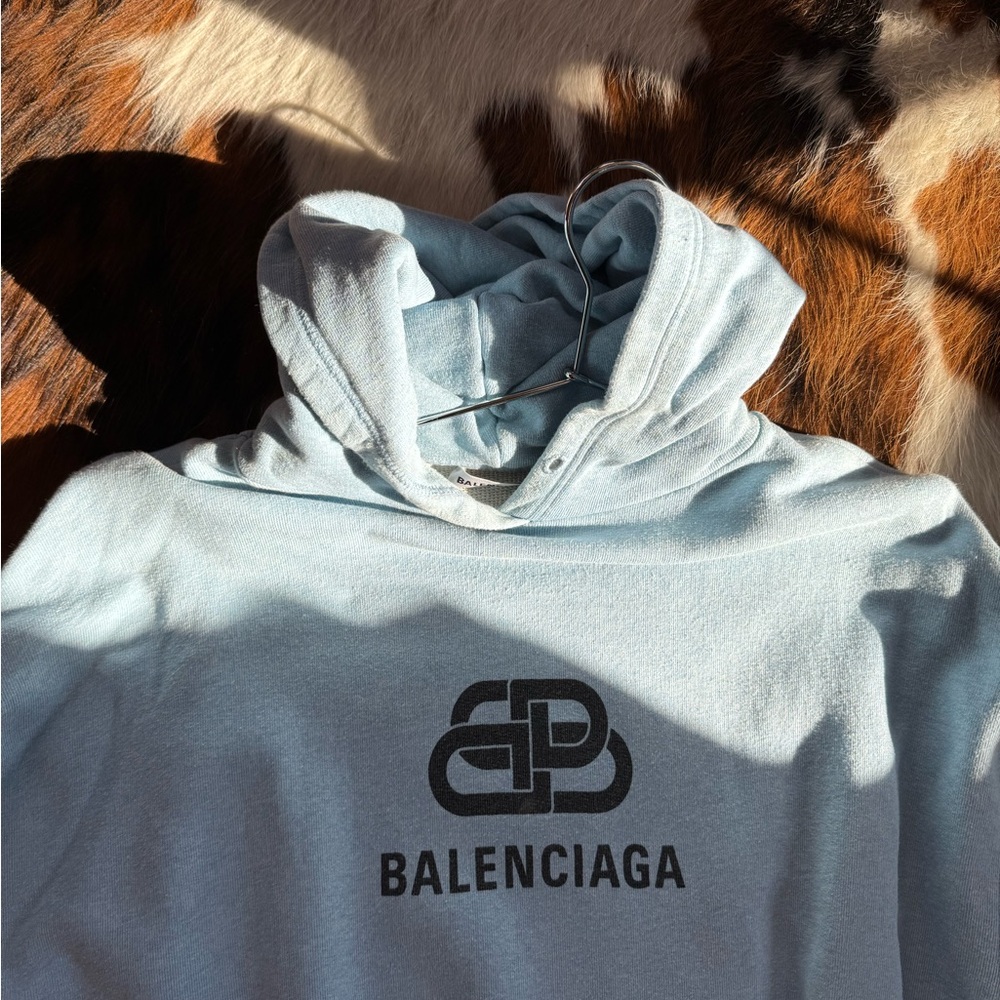 Balenciaga heavyweight hoodie Light baby blue hoody size Large - Picture 9 of 16